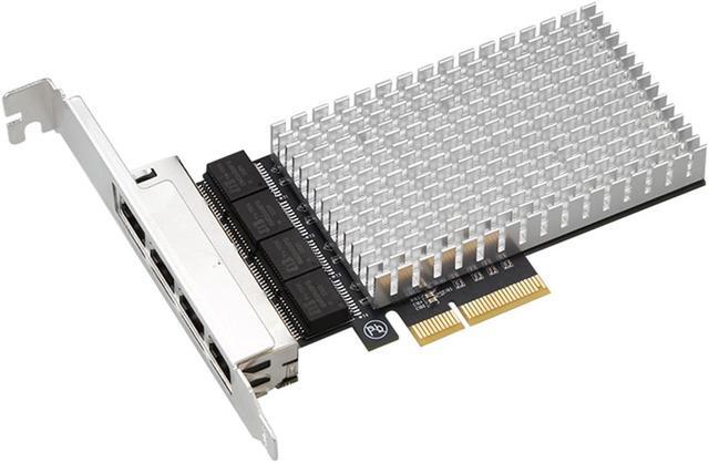 Main image of 2.5Gbps PCI Express x4 Gigabit Ethernet Card with 4 Ports RJ45 LAN Controller, RIITOP PCIe x4 Quad 2.5G Network Adapter Card for Gaming Office, Windows Linux Compatible, 2500/1000/100Mbps