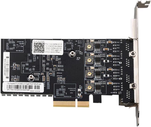 Alt view image 4 of 5 - 2.5Gbps PCI Express x4 Gigabit Ethernet Card with 4 Ports RJ45 LAN Controller, RIITOP PCIe x4 Quad 2.5G Network Adapter Card for Gaming Office, Windows Linux Compatible, 2500/1000/100Mbps