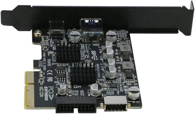 Alt view image 2 of 7 - PCIE to USB 3.2 Gen 2 Expansion Adapter Card 10Gbps, RIITOP PCI-e Express to USB A and USB C Controller Card with Internal Type-E and 19/20pin Header for Front Panel Mount
