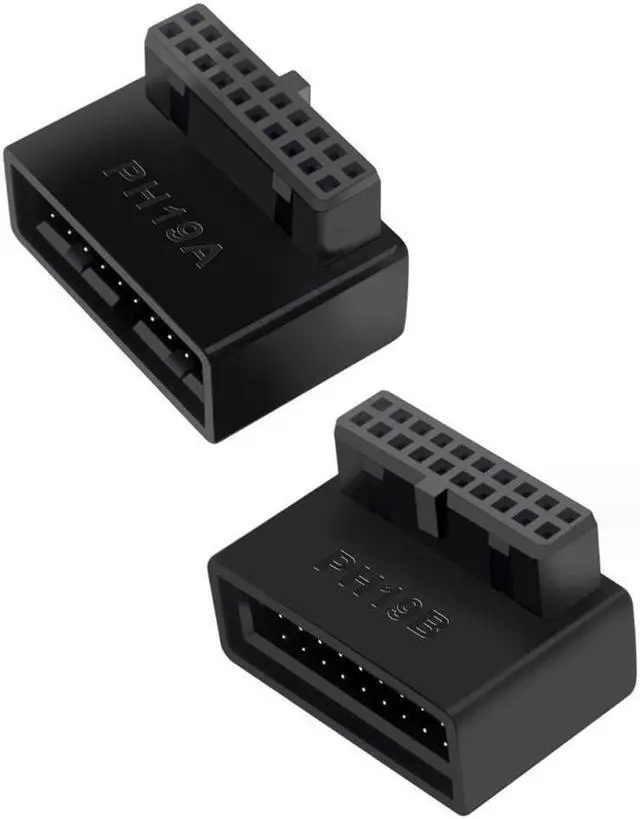 Main image of RIITOP Right Angled USB 3.0 20 pin Male to Female Extension Adapter Converter, Desktop Motherboard 90 Degree Angled USB 3.0 19 Pin Internal Header -Black 2PCS