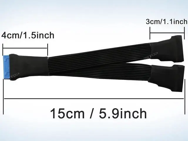 Alt view image 2 of 7 - RIITOP USB 3.0 20Pin Header Extension Splitter Cable Adapter, 19/20 Pin 1 to 2 Y Splitter Internal Extension Adapter DIY(5.9 inch)