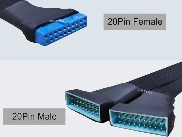 Alt view image 4 of 7 - RIITOP USB 3.0 20Pin Header Extension Splitter Cable Adapter, 19/20 Pin 1 to 2 Y Splitter Internal Extension Adapter DIY(5.9 inch)