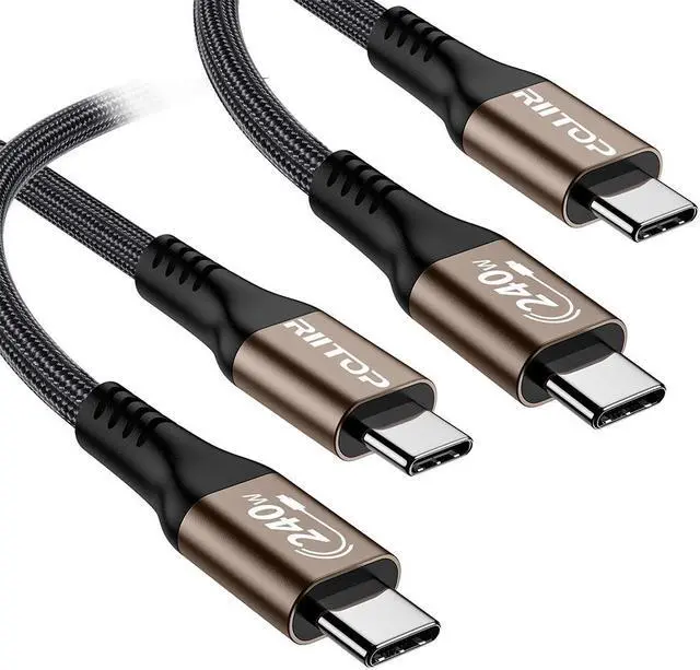 Main image of RIITOP 240W USB C to USB C Cable (2Pack,6.6ft), USB C Charger Cable Fast Charge for iPhone 15/15Pro/15Plus/15ProMax, MacBook Pro 2020, iPad Pro 2020, iPad Air 4, Samsung Galaxy S23+/S23 Ultra(USB 2.0)