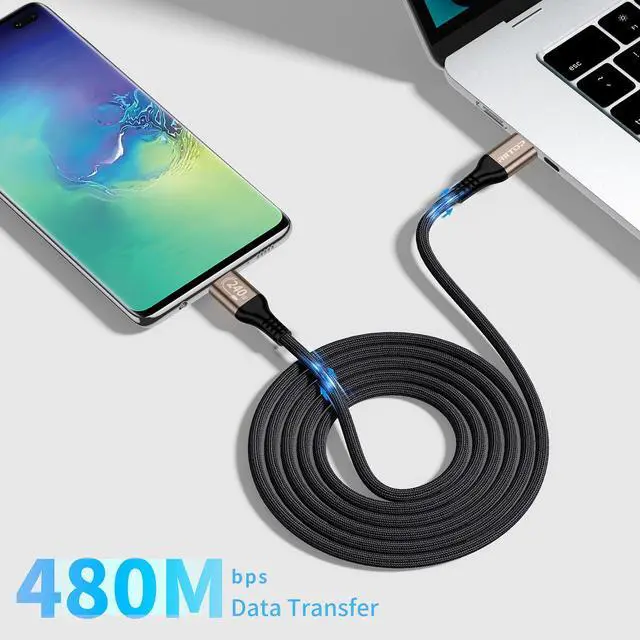 Alt view image 4 of 6 - RIITOP 240W USB C to USB C Cable (2Pack,6.6ft), USB C Charger Cable Fast Charge for iPhone 15/15Pro/15Plus/15ProMax, MacBook Pro 2020, iPad Pro 2020, iPad Air 4, Samsung Galaxy S23+/S23 Ultra(USB 2.0)