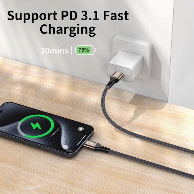 Alt view image 3 of 6 - RIITOP 240W USB C to USB C Cable (2Pack,6.6ft), USB C Charger Cable Fast Charge for iPhone 15/15Pro/15Plus/15ProMax, MacBook Pro 2020, iPad Pro 2020, iPad Air 4, Samsung Galaxy S23+/S23 Ultra(USB 2.0)
