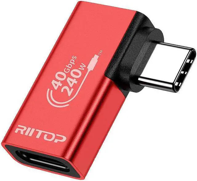 Main image of RIITOP 240W 90 Degree USB C Adapter, Right Angle USB C Male to USB C Femal Adapter, 40Gbps PD 240W USB4 Adapter for Thunderbolt 4,MacBook,Tablet,Docks,ROG Ally,Steam Deck