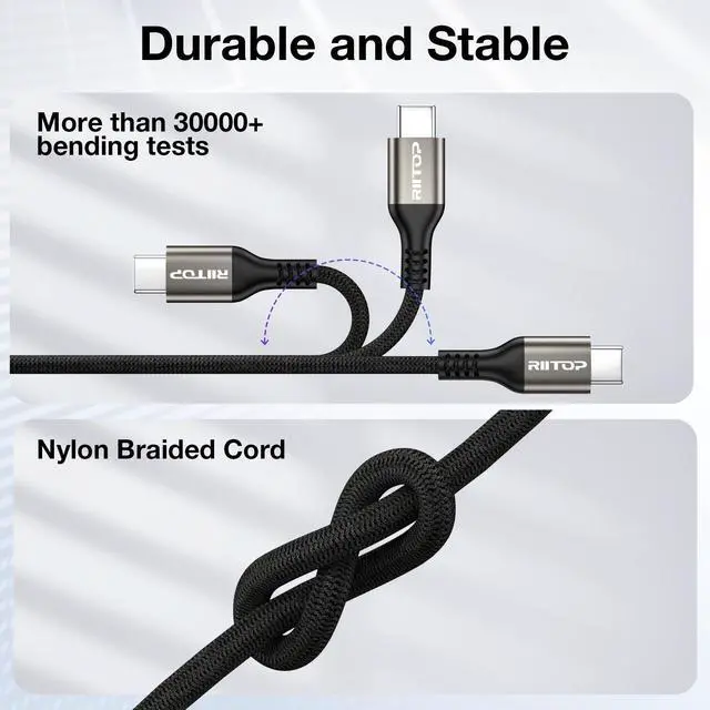 Alt view image 4 of 7 - RIITOP USB C to USB C Cable (6.6ft 240W), USB 2.0 Type C PD Charging Cable for iPhone 15/15Pro,MacBook Pro 2020, iPad Pro 2020, iPad Air 4, Samsung Galaxy S23+/S23 Ultra/S22 Ultra