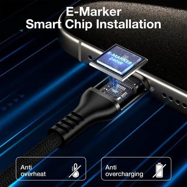 Alt view image 3 of 7 - RIITOP USB C to USB C Cable (6.6ft 240W), USB 2.0 Type C PD Charging Cable for iPhone 15/15Pro,MacBook Pro 2020, iPad Pro 2020, iPad Air 4, Samsung Galaxy S23+/S23 Ultra/S22 Ultra