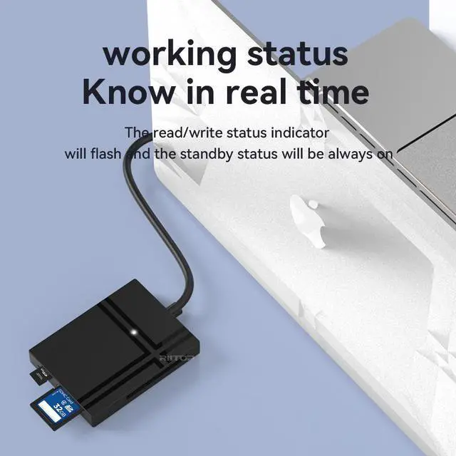 Alt view image 6 of 6 - RIITOP USB Type C USB3.0 SD TF CF MS XD Memory Smart Card Reader Compact Flash Card Adapter High Speed 5Gbps, For Laptop PC, Phone