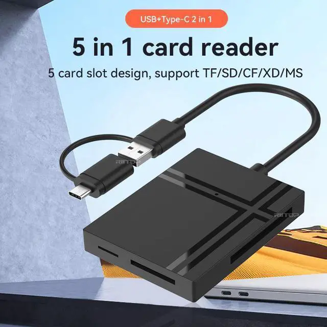 Alt view image 3 of 6 - RIITOP USB Type C USB3.0 SD TF CF MS XD Memory Smart Card Reader Compact Flash Card Adapter High Speed 5Gbps, For Laptop PC, Phone