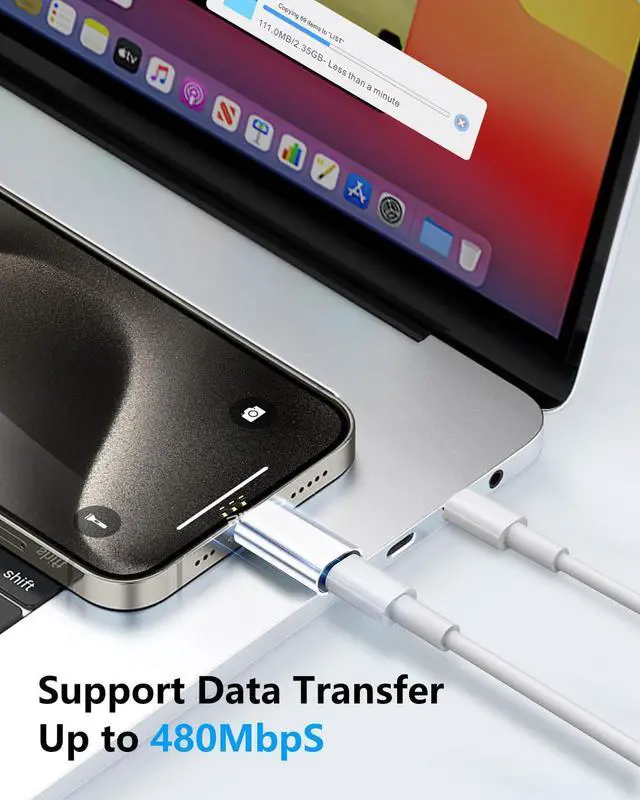 Alt view image 3 of 7 - RIITOP For Lightning to USB C Adapter for iPhone 15/15 Pro/15 Pro Max/15 Plus,for iPad Air,Support Charging&Data Transfer,USB Type C Charger Connector Adapter,Not for Audio/OTG-Silver [2 Pack]