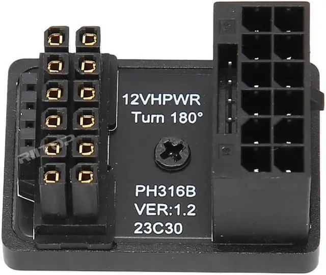 Alt view image 6 of 7 - 12VHPWR 180 Degree Angled Adapter: Aluminum ATX 3.0 16 Pin GPU Power Connector 600W Pcie5.0 Power Adapter for 12+4pin RTX 3090Ti 4070Ti 4080 4090 Graphic Card GPU (Type B)