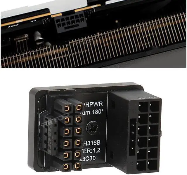 Alt view image 4 of 7 - PCI-e 5.0 12VHPWR Adapter Female to Male Extension Cable, 600W 12VHPWR 180 Degree Adapter for Graphic Card GPU 12+4pin RTX 3090Ti 4070Ti 4080 4090 (Type B, 2Pack)