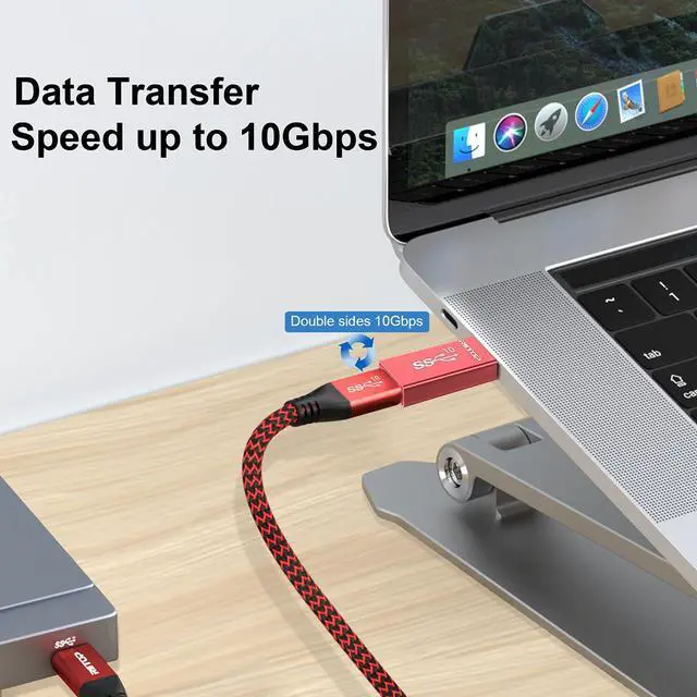 Alt view image 2 of 6 - 10Gbps USB to USB C Adapter (2-Pack), RIITOP USB C Female to USB A Male Adaptor Charger Cable Converter, double side 10Gbps