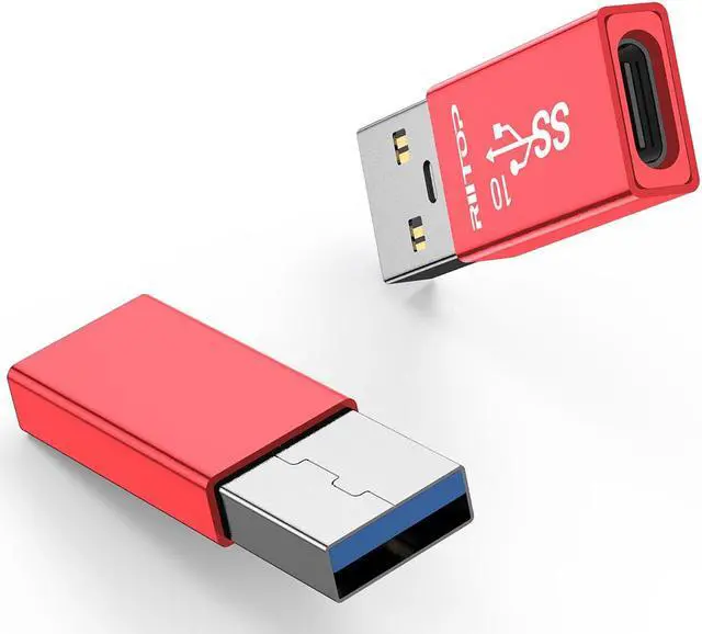 Alt view image 6 of 6 - 10Gbps USB to USB C Adapter (2-Pack), RIITOP USB C Female to USB A Male Adaptor Charger Cable Converter, double side 10Gbps