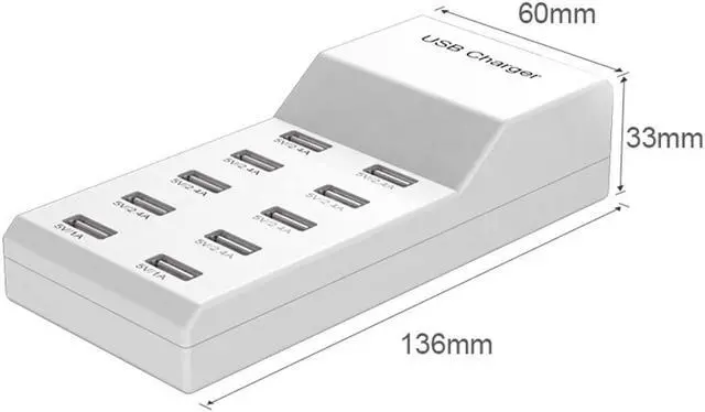 Alt view image 7 of 7 - USB Charger USB Wall Charger with Rapid Charging Auto Detect Technology Safety Guaranteed 10-Port Family-Sized Smart USB Ports for Multiple Devices Smart Phone Tablet Laptop Computer