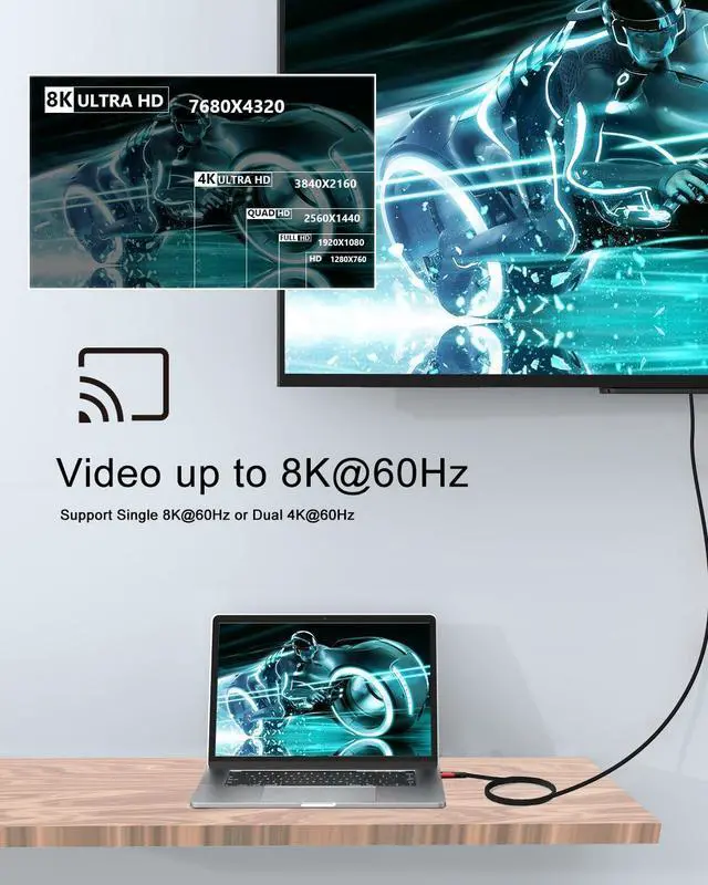 Alt view image 4 of 7 - RIITOP 240W USB4 Cable [40Gbps, 3.3ft], USB 4 Video Cable Compatible with Thunderbolt 4/3 Support 8K Video, 240W PD 3.1 Charging for MacBook, XPS, Surface Pro, Display Monitor eGPU