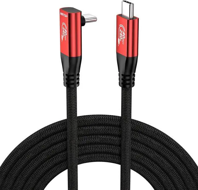 Alt view image 7 of 7 - RIITOP 240W USB4 Cable Right Angled, USB C to USB C Cable Fast Charging Compatible Thunderbolt 4/3 Cable, Support 8K/6K@60Hz & 40Gbps Data Transfer for MacBook Pro/Air Samsung S22 eGPU Docking 3.3FT