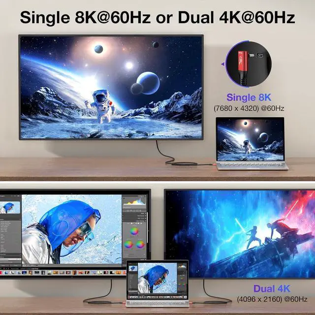 Alt view image 5 of 7 - RIITOP 240W USB4 Cable Right Angled, USB C to USB C Cable Fast Charging Compatible Thunderbolt 4/3 Cable, Support 8K/6K@60Hz & 40Gbps Data Transfer for MacBook Pro/Air Samsung S22 eGPU Docking 3.3FT