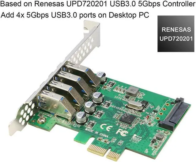 Alt view image 3 of 6 - 4 Port USB 3.0 PCIe Card 5Gpbs, RIITOP PCI-e to USB3.0 Expansion Adapter Card Controller, Low Profile Bracket, for Windows 11, 10, 8.x, 7, Vista, XP Desktop PCs