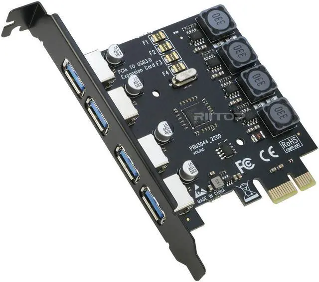 Main image of 4 Ports USB 3.0 PCIe Card Adapter Super Speed 5Gbps, PCI Express x1 Expansion USB3.0 Card for Windows 11/10/8.1/8/7/Vista/XP/Server