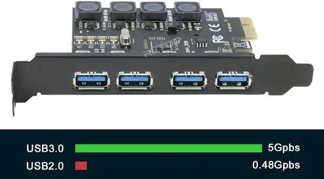 Alt view image 2 of 5 - 4 Ports USB 3.0 PCIe Card Adapter Super Speed 5Gbps, PCI Express x1 Expansion USB3.0 Card for Windows 11/10/8.1/8/7/Vista/XP/Server