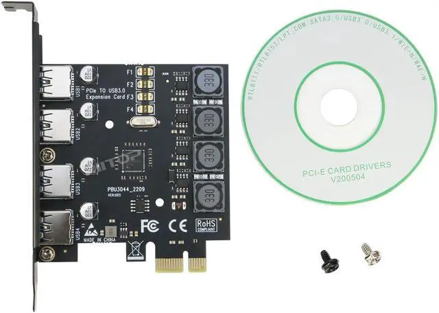 Alt view image 5 of 5 - 4 Ports USB 3.0 PCIe Card Adapter Super Speed 5Gbps, PCI Express x1 Expansion USB3.0 Card for Windows 11/10/8.1/8/7/Vista/XP/Server
