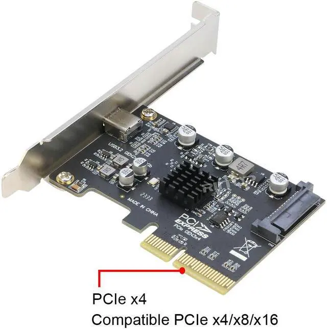Alt view image 5 of 7 - 20Gbps PCIe USB C Card - RIITOP USB 3.2 Gen 2x2 (20Gbps) USB-C SuperSpeed PCI Express 3.0 x4 Host Controller Card - USB Type-C PCIe Add-On Adapter Card - Expansion Card, For Windows & Linux