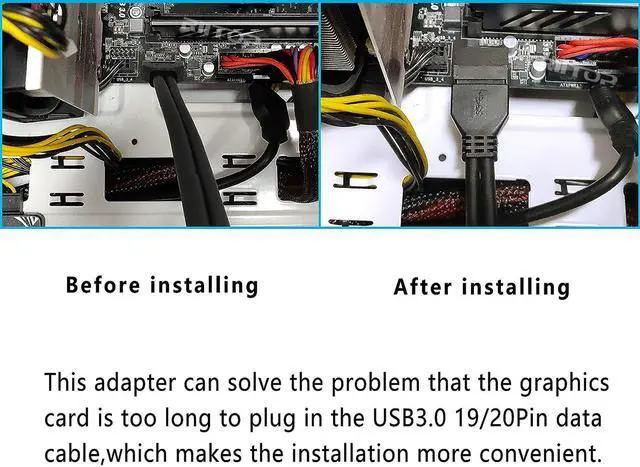 Alt view image 3 of 6 - Right Angled USB 3.0 20-pin Male to Female Extension Adapter, Desktop Motherboard 90 Degree Angled USB 3.0 19-Pin Motherboard Internal Header-Black 2Pack