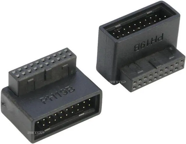 Alt view image 5 of 6 - Right Angled USB 3.0 20-pin Male to Female Extension Adapter, Desktop Motherboard 90 Degree Angled USB 3.0 19-Pin Motherboard Internal Header-Black 2Pack
