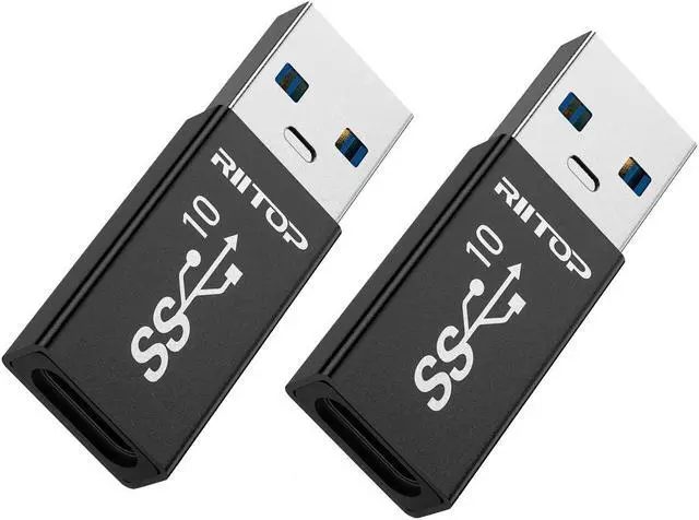 Main image of Double Sides 10Gbps RIITOP USB 3.1 Gen 2 A Male to Type-C Female Adapter,10Gbps Data Transfer, USB A to USB C 3.1 Converter for PC, Laptop, Charger, Power Bank, Quest Link VR - 2Pack