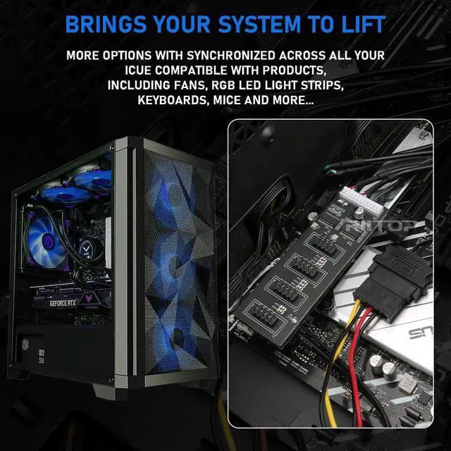 Alt view image 2 of 6 - 9Pin USB Header Splitter with SATA Power Cable, 4 Internal USB 2.0 Ports, Internal USB Hub Extension USB 2.0 Splitter Connector for Motherboard, Adapter for CPU, WiFi Receiver, Fans, and RGB Light