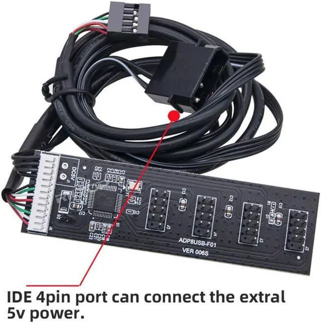 Alt view image 7 of 7 - USB 2.0 9pin 10pin Header 1 to 4 Female Splitter Extension Cable HUB with IDE 5V Power Connector Adapter Port Multilier