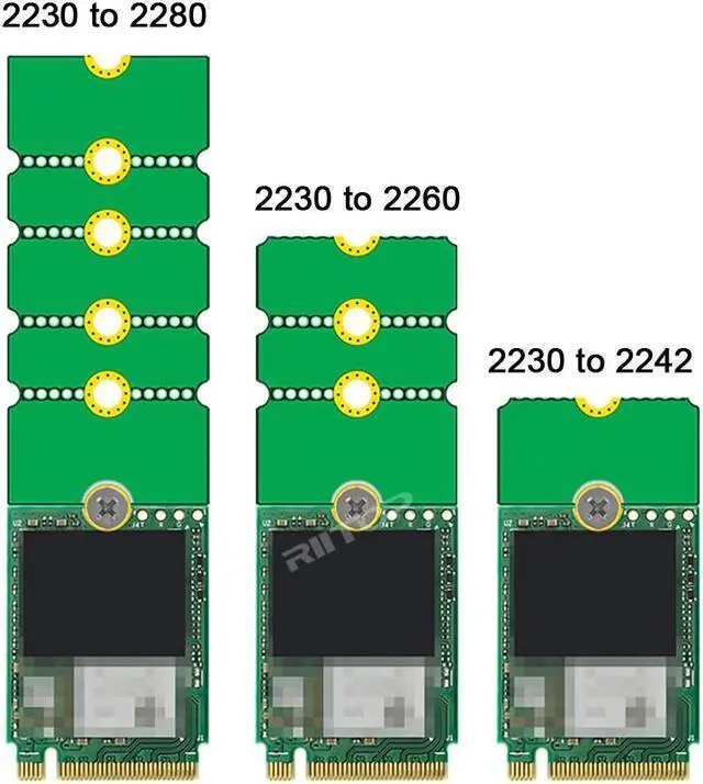 Alt view image 2 of 6 - RIITOP NVMe NGFF M.2 2230 to 2242 Adapter, 2230 to 2280 Adapter, 2230 to 2260 Extender, Support 2240 to 2280, 2260 to 2280 M.2 Adapter Change to Long Size SSD