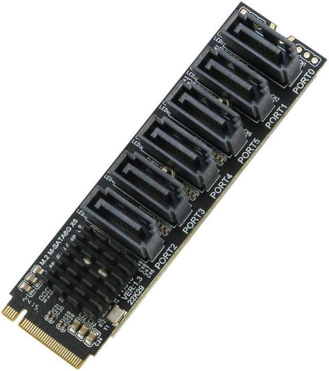 Main image of RIITOP M.2 PCIe M Key to SATA 6G Adapter Card 6 Ports, NVMe to 6x SATA 6Gbps Expansion Adapter Card for Desktop PC Computer, ASM1166 6Gbps with Smart Indicator, Support Soft Raid
