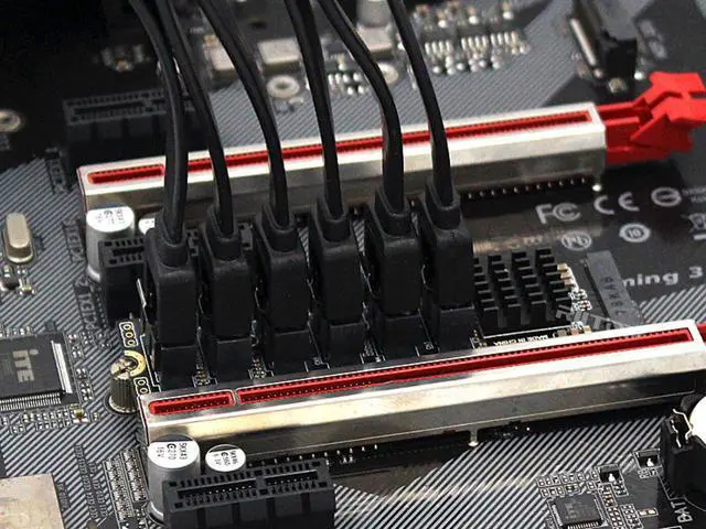 Alt view image 3 of 6 - NVMe M.2 to 6 Sata Adapter Card, Internal 6 Port SATA III 6GB/s M.2 M-Key NVMe to SATA Adapter for Desktop PC Support PM for SSD and HDD