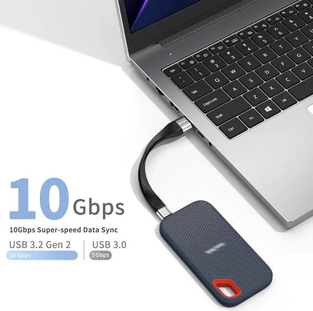Alt view image 4 of 7 - Short USB C Cable 10Gbps, RIITOP USB-C 3.2 Gen 2 to USB-A Android Auto Cable, 60W USB A to C Fast Charging Cable Type C for USB C External SSD MacBook Pro iPad S21 5.5inch
