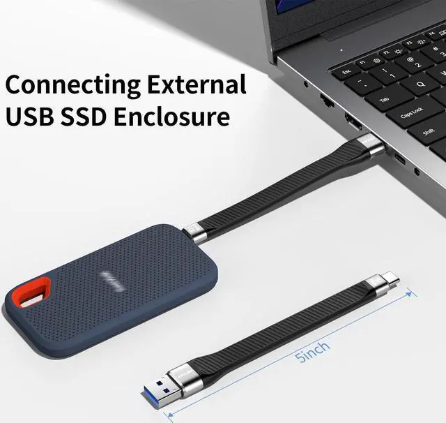 Alt view image 7 of 7 - Short USB C Cable 10Gbps, RIITOP USB-C 3.2 Gen 2 to USB-A Android Auto Cable, 60W USB A to C Fast Charging Cable Type C for USB C External SSD MacBook Pro iPad S21 5.5inch