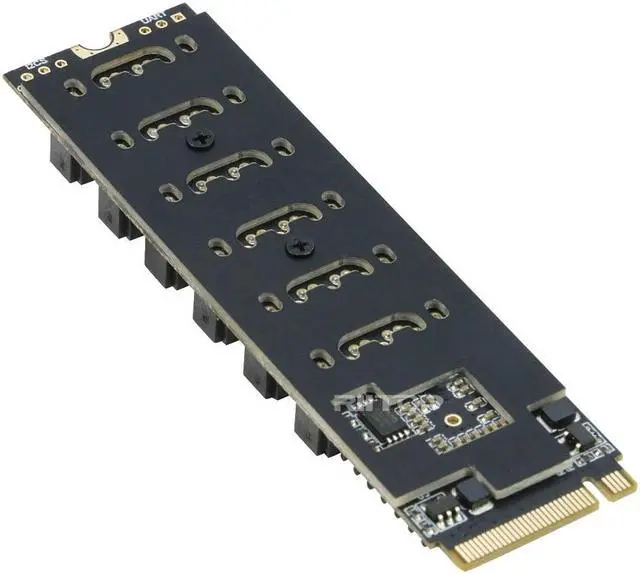 Alt view image 6 of 7 - M.2 NVMe to SATA 3.0 Adapter Card, M.2 M EKY PCIE3.0 to SATA 6 Port Adapter Card, ASM1166 6Gbps , Come with 6x SATA3.0 Cable