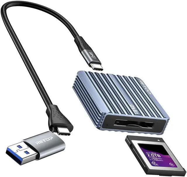 Main image of CFexpress Type B Card Reader with USB 3.2 (Gen 2) 10Gbps, RIITOP USB-C&USB-A 2-in-1 Type B CFexpress Adapter, Compatible with Windows/Mac/Linux/Android(Not for XQD Card)