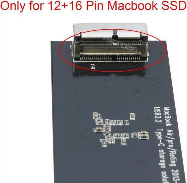 Alt view image 4 of 7 - RIITOP MacBook SSD Enclosure, 12+16 PIN AHCI SSD to Type-C Adapter, USB3.2 GEN2x2 20Gbps, for 2013-2017 MacBook Pro Retina/Air/Mac Mini/Pro Apple Flash SSD