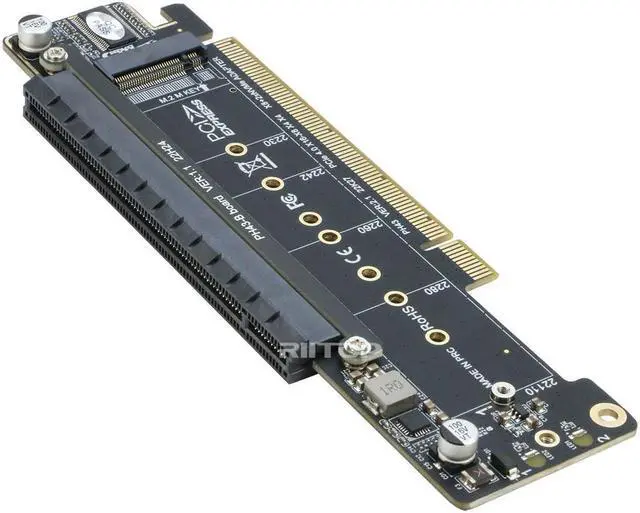 Main image of Dual NVMe to PCIe Adapter, RIITOP PCIe 4.0 X16 to Dual NVMe and 1x More PCIe x16 (x8 Signal) Adapter for 22110/2280/2260/2242/2230 M.2 NVMe SSD (PCI-e Bifurcation Required)