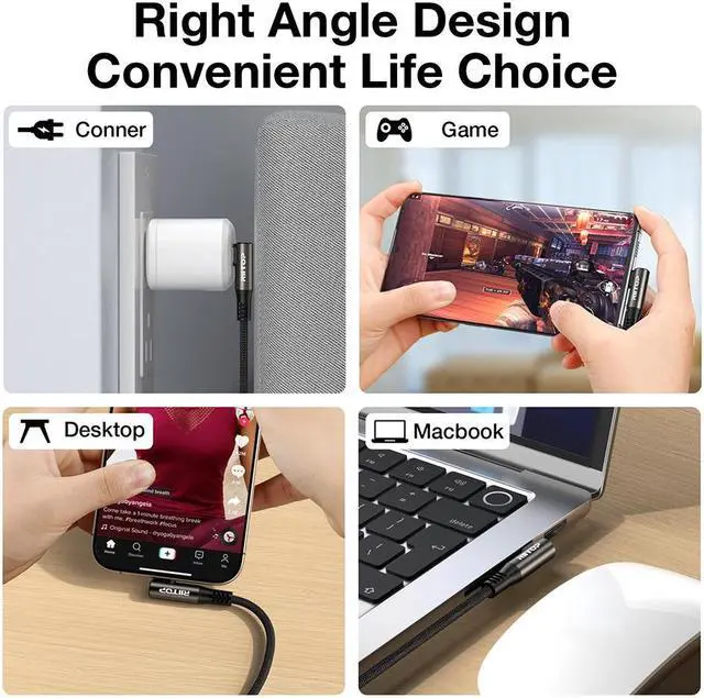 Alt view image 3 of 7 - RIITOP USB C Cable (2Pack), 240W 6.6 ft Braided USB C to USB C Cord, Type C Charger Fast Charging Cable for iPhone 15/15 Pro/15 Plus/15 Pro Max, MacBook Pro, iPad Pro, iPad Air 4, Galaxy S23, and More