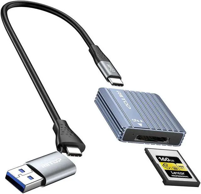 Main image of CFexpress Type A Card Reader with USB 3.2 (Gen 2) 10Gbps, USB-C&USB-A 2-in-1 Type A CFexpress Card Reader Adapter, Compatible with Windows/Mac/Linux/Android