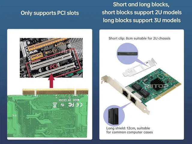 Alt view image 3 of 7 - Dual Port Gigabit PCI Server Network Card 1000M 2 Ports RJ45 NIC Ethernet Desktop Computer LAN Card Adapter for Windows 98 2000 XP, Linux