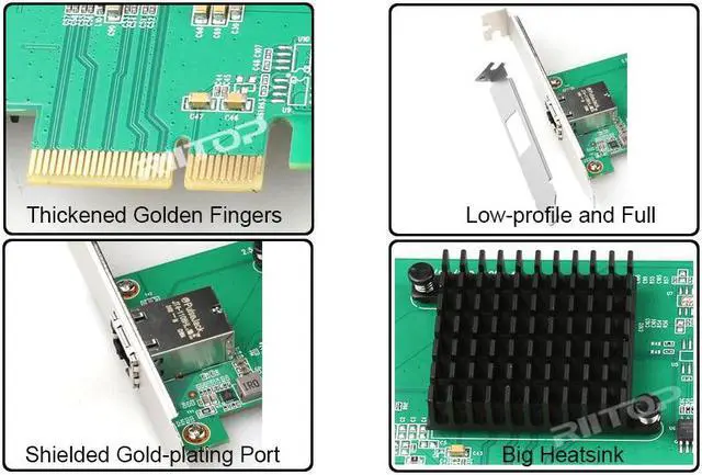Alt view image 4 of 7 - 10G Ethernet PCIe Network Adapter Lan Card, AQUANTIA AQC107 Chipset 10Gbps LAN Controller, RIITOP 10G/5G/2.5G/1G/100Mbps RJ45 NIC Card,Support PXE for Windows 11 and Linux
