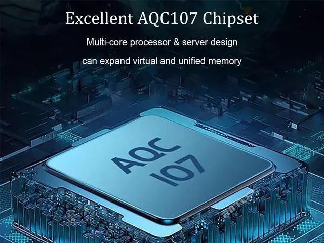 Alt view image 2 of 7 - 10G Ethernet PCIe Network Adapter Lan Card, AQUANTIA AQC107 Chipset 10Gbps LAN Controller, RIITOP 10G/5G/2.5G/1G/100Mbps RJ45 NIC Card,Support PXE for Windows 11 and Linux
