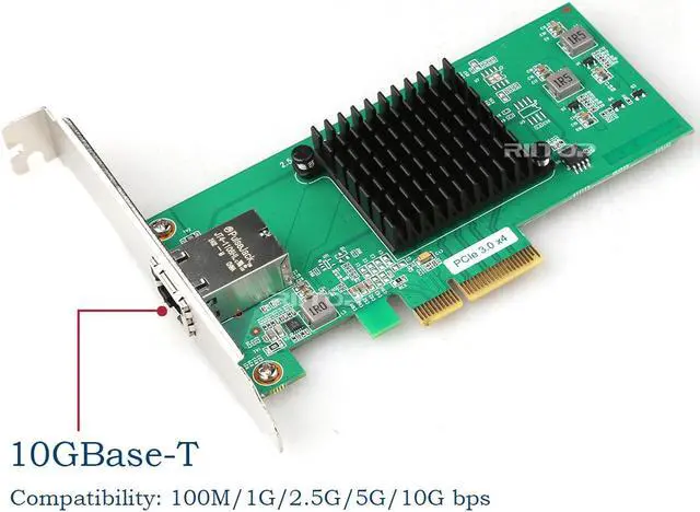 Alt view image 3 of 7 - 10G Ethernet PCIe Network Adapter Lan Card, AQUANTIA AQC107 Chipset 10Gbps LAN Controller, RIITOP 10G/5G/2.5G/1G/100Mbps RJ45 NIC Card,Support PXE for Windows 11 and Linux