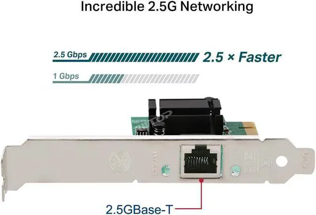 Alt view image 2 of 6 - 2.5Gb PCIe Network Adapter Intel i225, 2500/1000/100Mbps Gigabit Ethernet Card RJ45 LAN Port for Gaming/Office, Wake on LAN,PCI Express Server LAN Card, Desktop Ethernet Interface Card