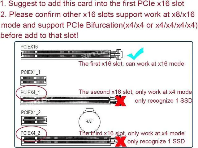 Alt view image 5 of 7 - Dual 2X NVME M Key M.2 to PCIE Express 3.0 Gen3 X8 X16 RAID Card VROC Raid0 Hyper Adapter (PCIe Bifurcation needed!)